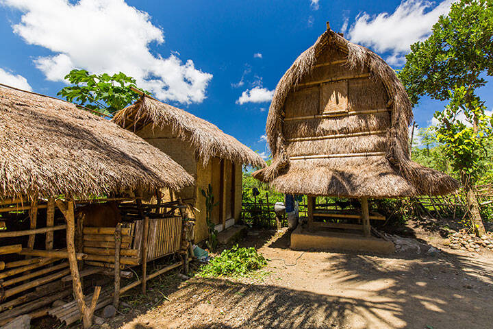Thatch huts in a traditional Sasak village in Lombok