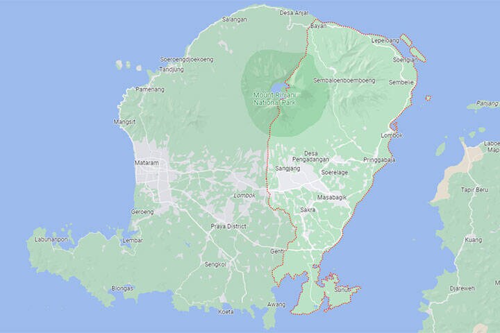 Map of East Lombok, Bali