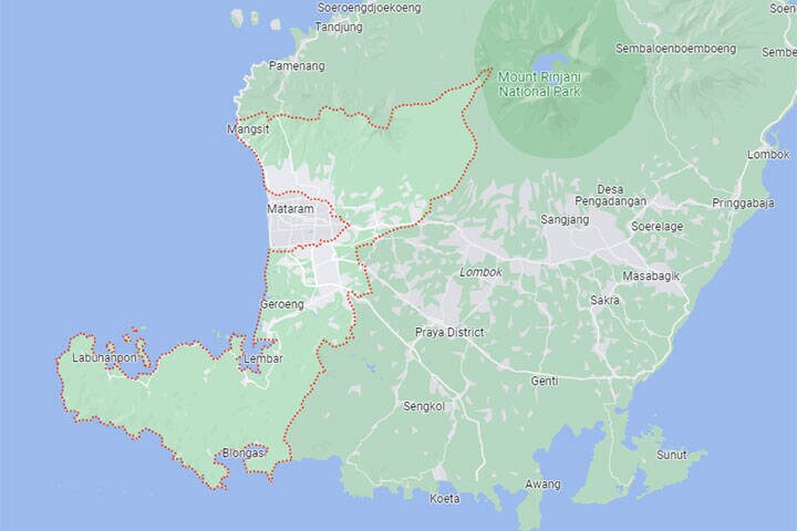 Map of West Lombok, Indonesia