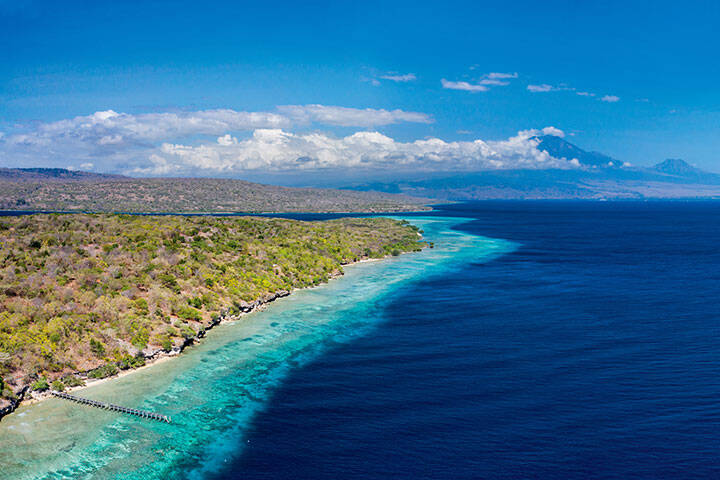 Panoramic landscape of Menjangan island in Bali