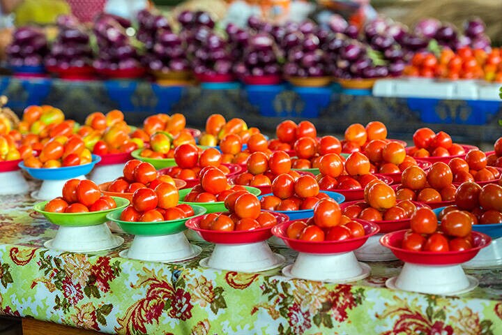 Tomatoes on the counter, Fiji. With selective focus.