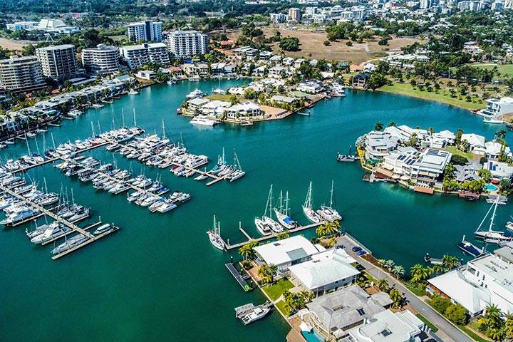 Aerial view of a port in Darwin, Australia