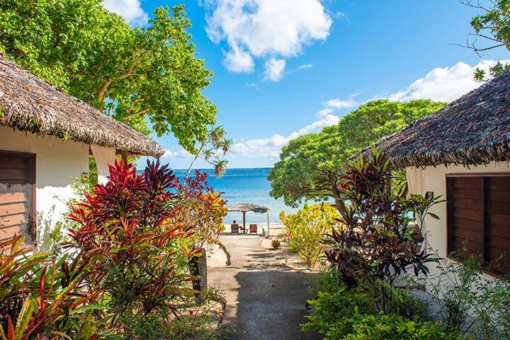 Bungalow on the beach in Vanuatu.
