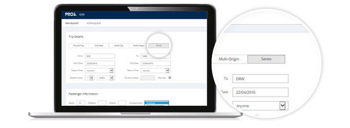 GSO interface screen showing origin and destination input fields.