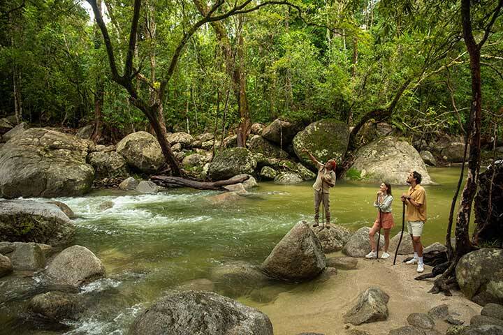 Couple experiencing the guided Dreamtime Walk at Mossman Gorge