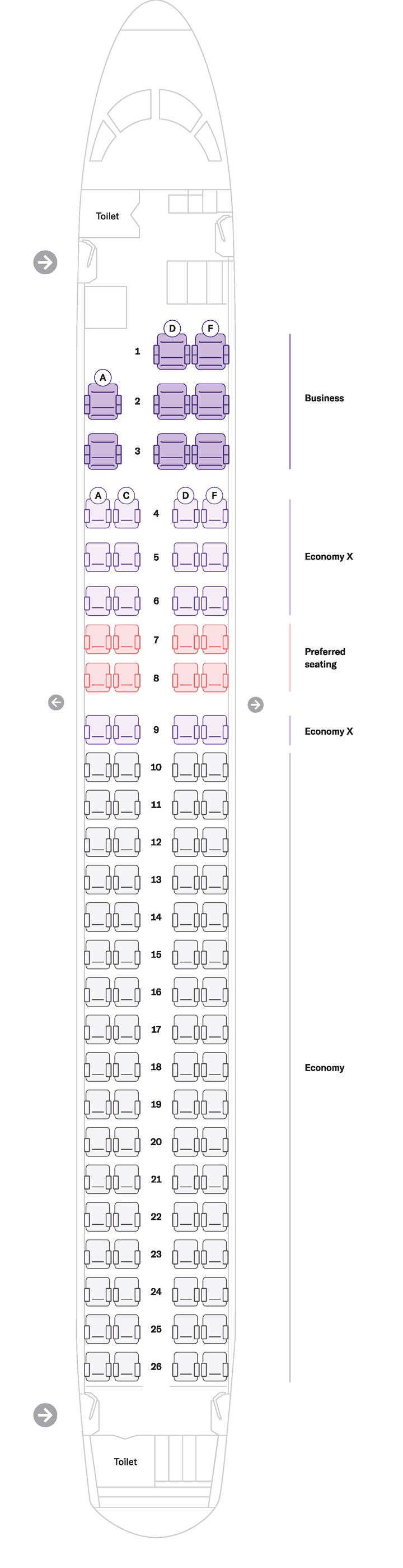 Embraer 190E2 seat map