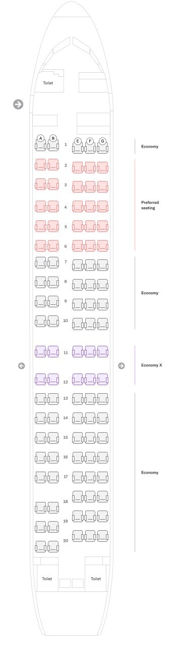 Fokker 100 seat map